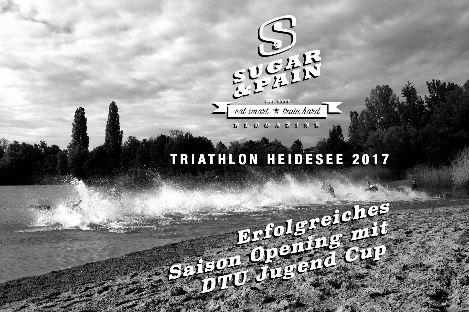 TRIATHLON HEIDESEE 2017 Erfolgreiches Saison Opening mit DTU Jugend Cup / Simon hatte sich als guter Schwimmer am Rand des Junioren-Feldes aufgestellt und kam mit dem Startschuss schnell vom Sandstrand des Heidesses ins Wasser.