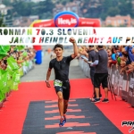 IRONMAN 70.3 SLOVENIA 2018 Jakob Heindl rennt auf Platz 2 / Motiviert von den slowenischen Zuschauern durch das Ziel in Koper © Prijavim.se