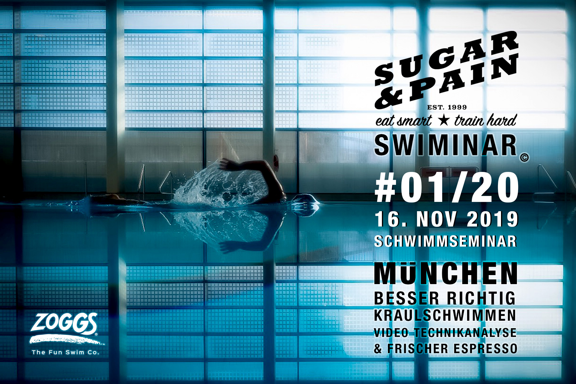 SUGAR & PAIN SWIMINAR #01/20 Das Schwimmseminar mit Videoanalyse für richtige Kraultechnik © Leo Müller