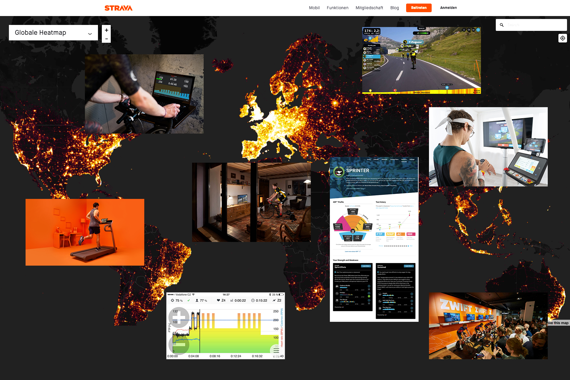Weniger Technik, mehr Körpergefühl und Köpfchen / Fotocollage enthält Bildmaterial von ©Strava, ©Zwift, ©Traineroad, ©Rouvy, ©Sufferfest, ©Wahoo, ©Garmin, ©h/p/cosmos
