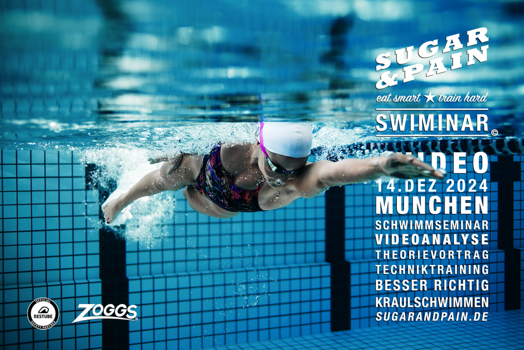 SWIMINAR #VIDEO 06/24 Besser Kraulschwimmen mit der richtigen Technik / Photo © AdobeStocks, Titel © SUGAR & PAIN