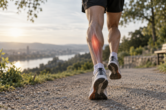 Läufer mit hervorgehobenem Soleus-Muskel in der Wade