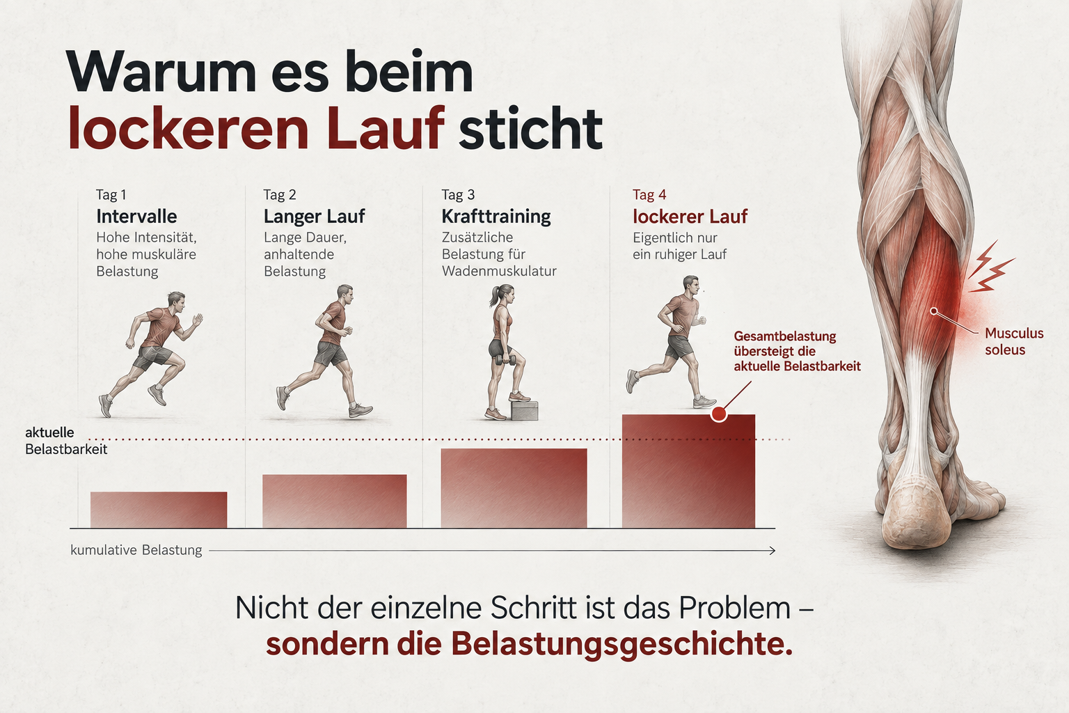 Kumulative Trainingsbelastung überschreitet beim lockeren Lauf die aktuelle Belastbarkeit